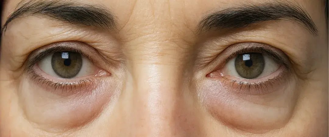 Under-eye bags close-up