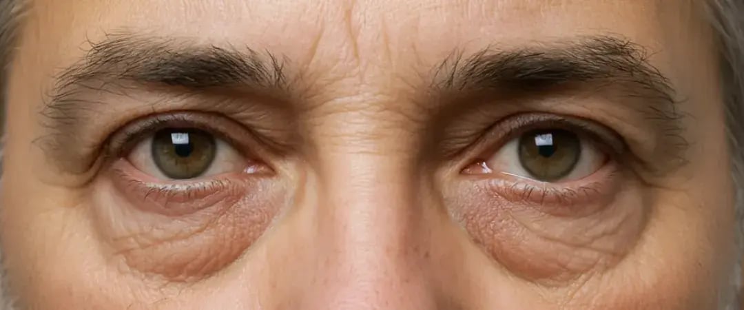 Under-eye bags close-up